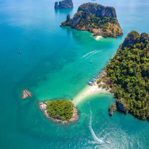 Aerial view of Koh Pakbia or Phak Bia island in Krabi, Thailand
